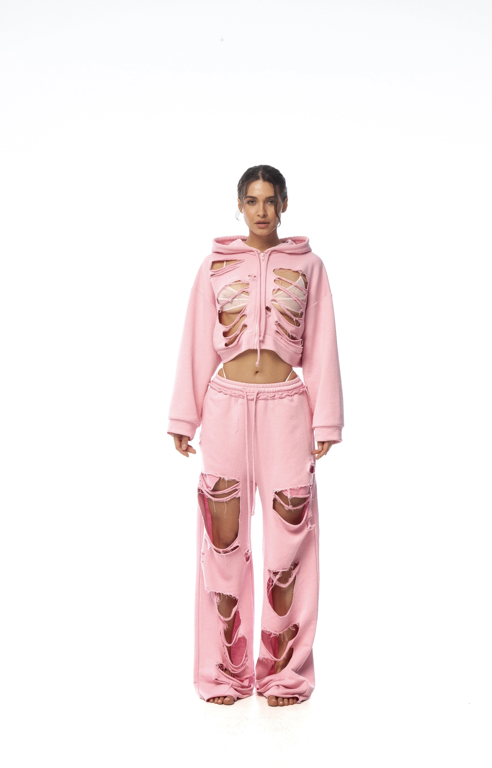 Худи PINK GRUNGE в розовом цвете - One size - Розовый