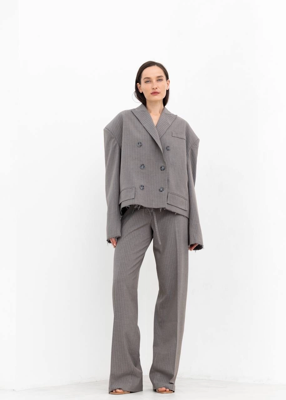 Брюки URBAN SIDE в полоску в серо-бежевом цвете - 40-42 (XS-S) - Серо-бежевый
