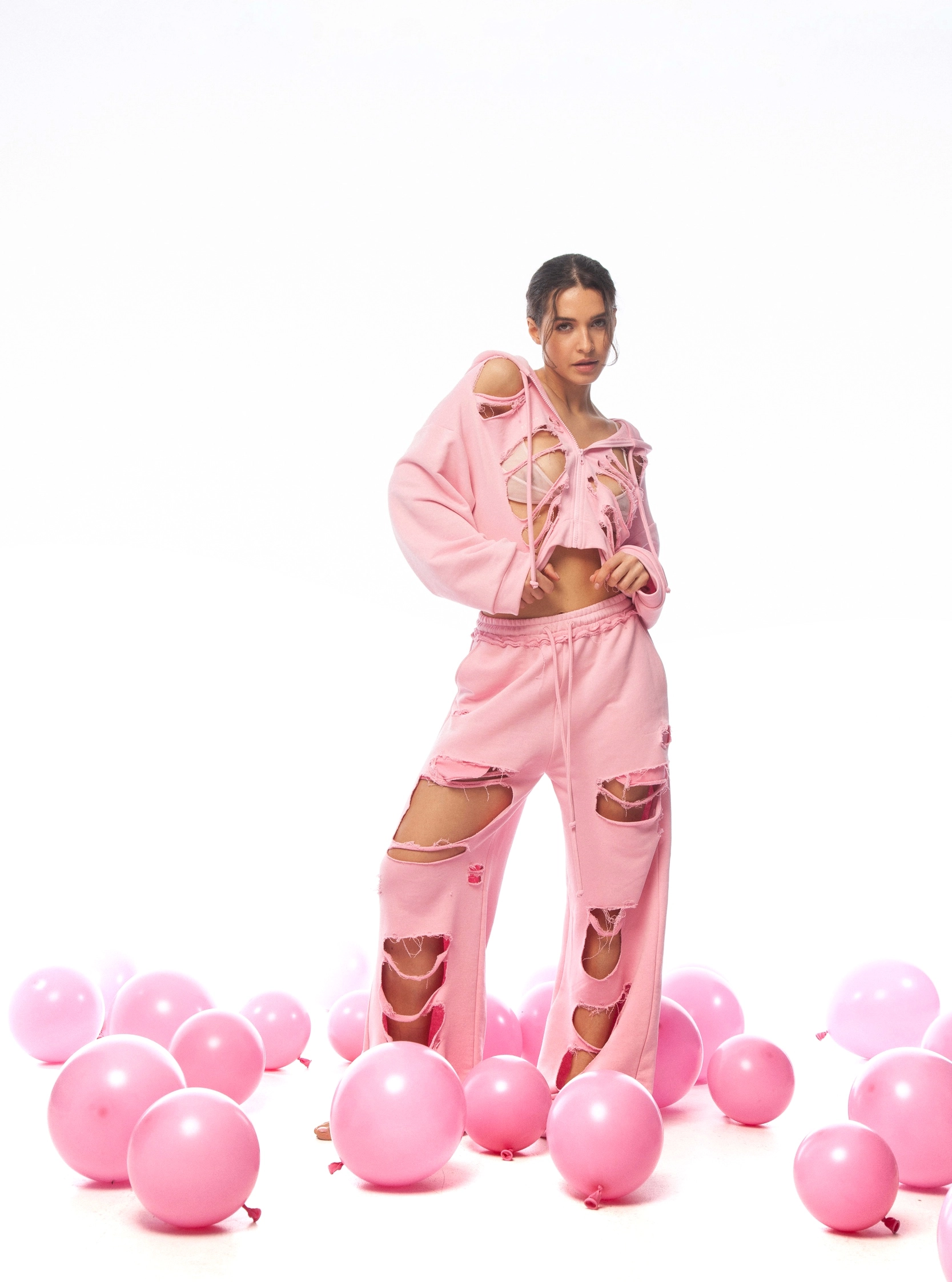 Джоггеры PINK GRUNGE в розовом цвете - One size - Розовый