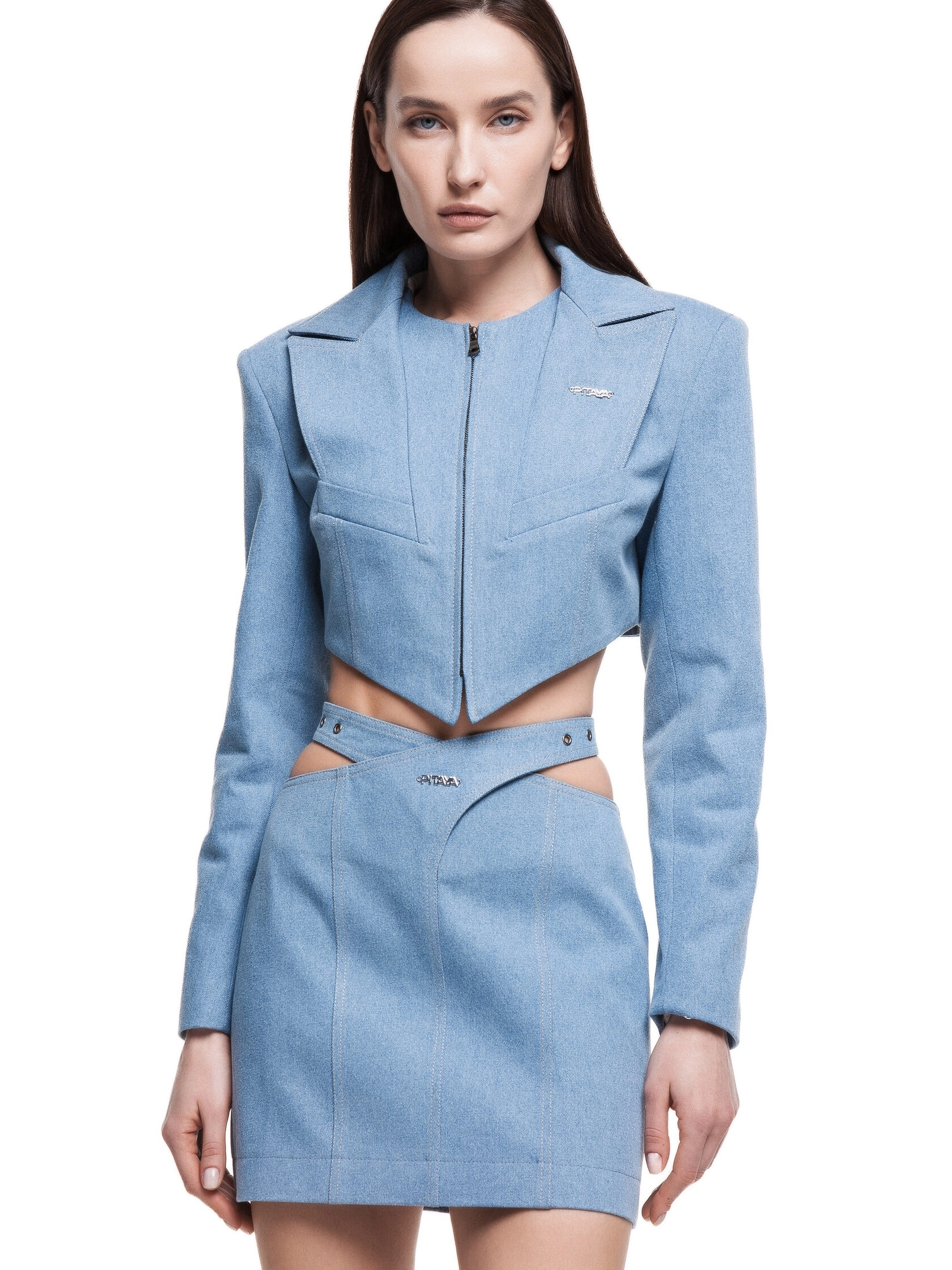 Джинсовая мини юбка BLOSSOM в голубом цвете - Голубой - 44-46 (M-L)