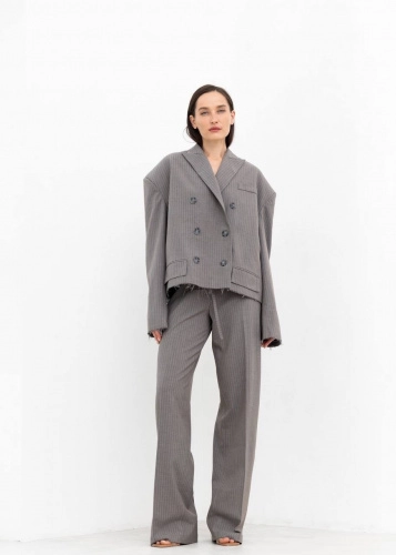 Брюки URBAN SIDE в полоску в серо-бежевом цвете - 40-42 (XS-S) - Серо-бежевый