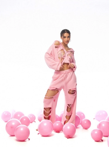 Худи PINK GRUNGE в розовом цвете - One size - Розовый