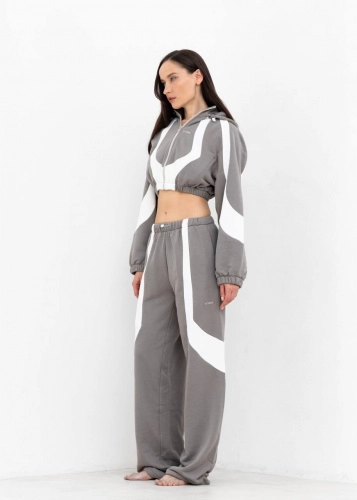 Худи YANG в серо-белом цвете - 40-42 (XS-S) - Серо-белый