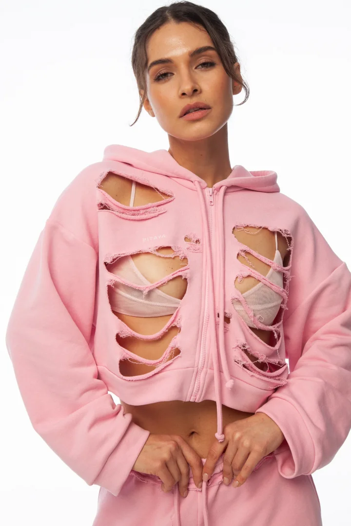 Худи PINK GRUNGE в розовом цвете - One size - Розовый