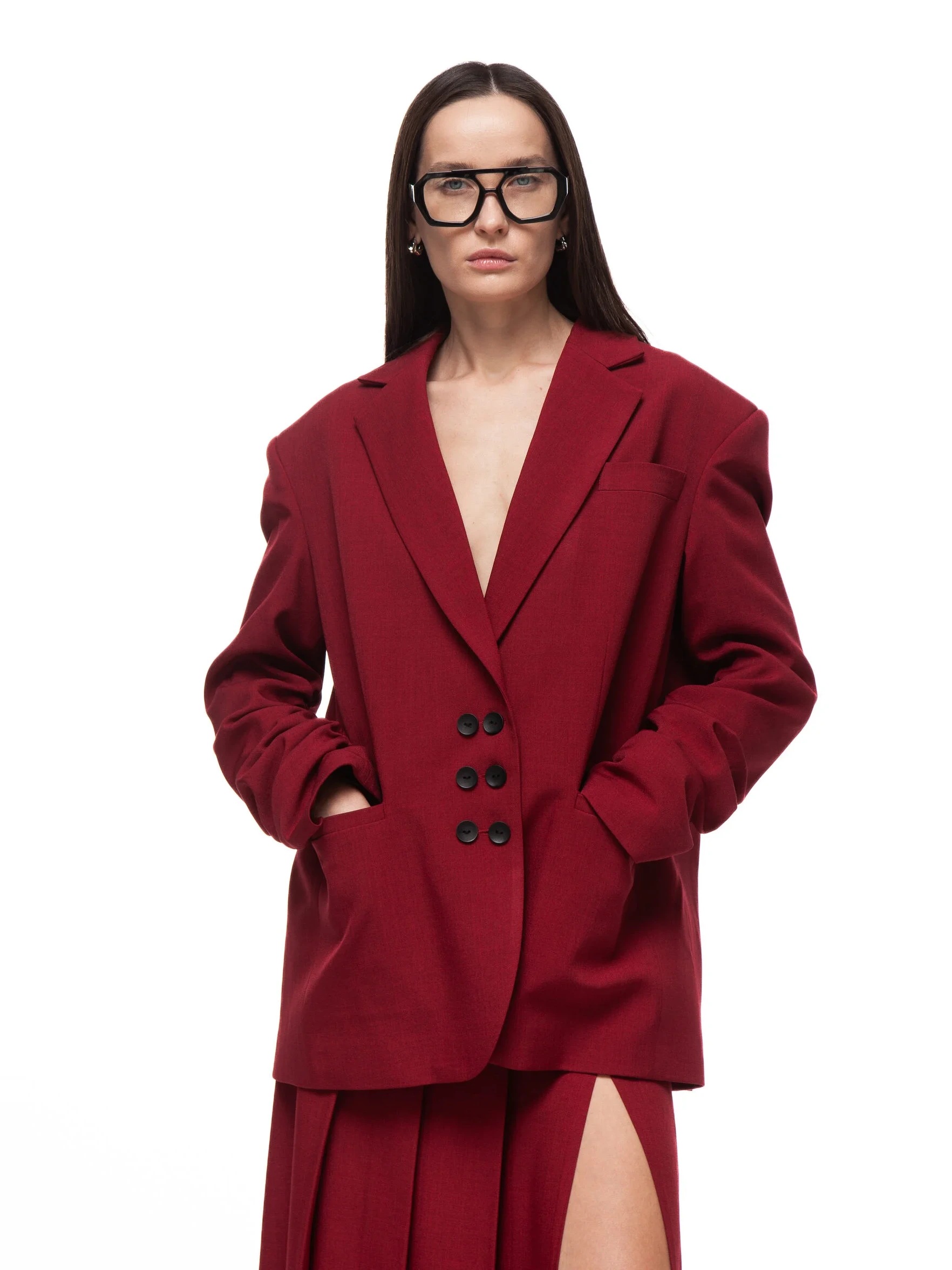 Пиджак CHERRY LOST в бордовом цвете - 40-42 (XS-S) - Бордовый